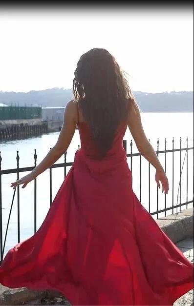 Sexy Long Mermaid Spaghetti Straps Chiffon Prom Dress With Slit