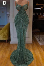 Sexy Long Mint Green Sequins Prom Dress Mermaid