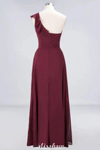 Sexy One-Shoulder Sweetheart Sleeveless Bridesmaid Dress Ruffles Beach Wedding Party Dress