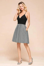 Sexy Sleeveless Short Homecoming Dress Bright V-Neck Party Dress with Pocket