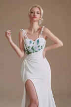 Sexy Spaghetti Straps Sleeveless Mermaid Floor-Length Satin Wedding Dresses