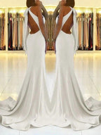Sheath Halter Sleeveless With Ruffles Stretch Crepe Prom Dresses
