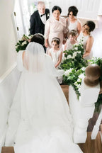 Simple Beautiful A-line Long Sleeves Satin Backless Wedding Dress