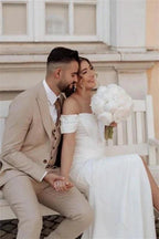 Simple Off-the-shoulder Mermaid Wedding Dresses With Slit