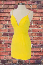 Simple Sheath V Neck Straps Red Mini Party Dress Homecoming Dress PD398