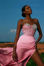 Sleeveless Split Front Sweetheart Beading Prom Dress