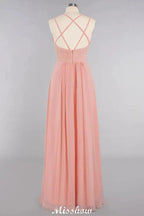 Spaghetti Slim Side Split Bridesmaid Dress Sky Blue V-Neck Wedding Party Dress