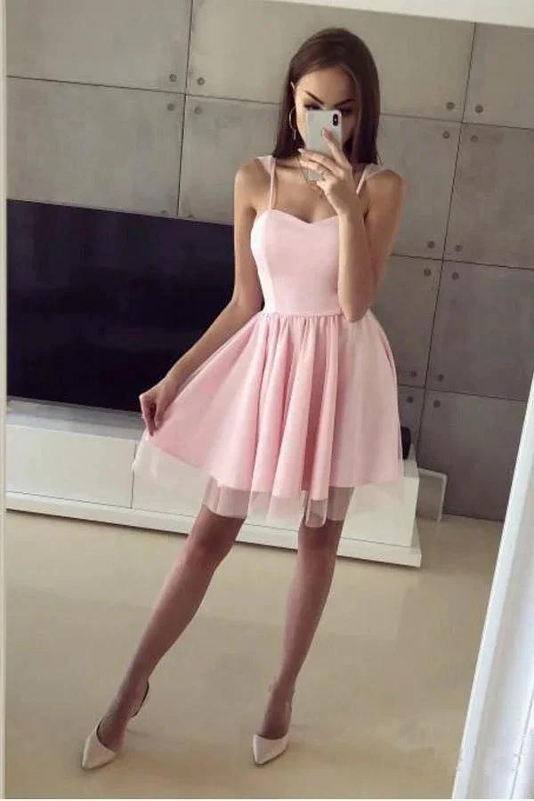 Spaghetti Strap Red Short Prom Dress Mini  Homecoming Dress PD305
