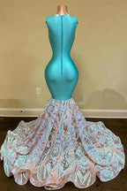 Sparkly Mermaid Glitter Floral Lace Floor-Length Prom Dress