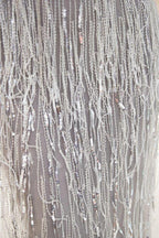 Sparkly V-Neck Tassels Mermaid Prom Dress Sequins Party Gown