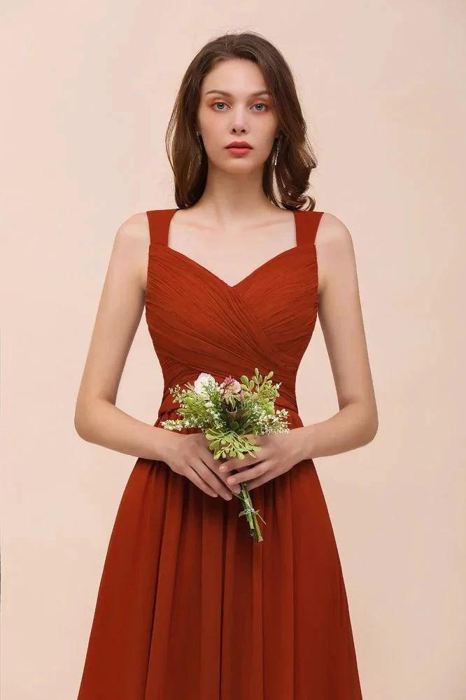 Strap Slim Floor Length Evening Dress for Bride Bridesmaid Dress