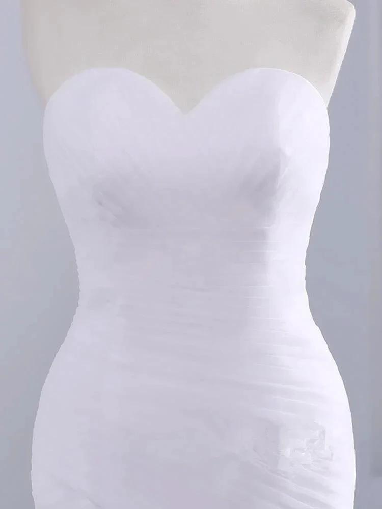 Strapless Sweetheart Mermaid Wedding Dress Lace Ruffless Tulle Bridal Wears