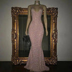 Stunning Long Halter Spaghetti Straps Sequined Mermaid Prom Dress