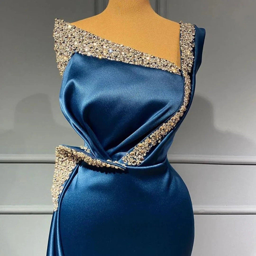 Stunning Long One shoulder Stretch Satin Mermaid Prom Dress