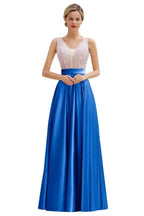 Stylish Backless Satin Floor Length Evening Dress V-Neck Party Dress
