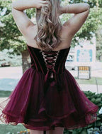 Stylish Short A-Line Sweetheart Lace-up Tulle Prom Dress