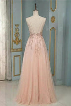 Stylish Spaghetti Straps V-Neck Floral Lace Evening Maxi Dress Tulle Sleeveless Prom Swing Dress