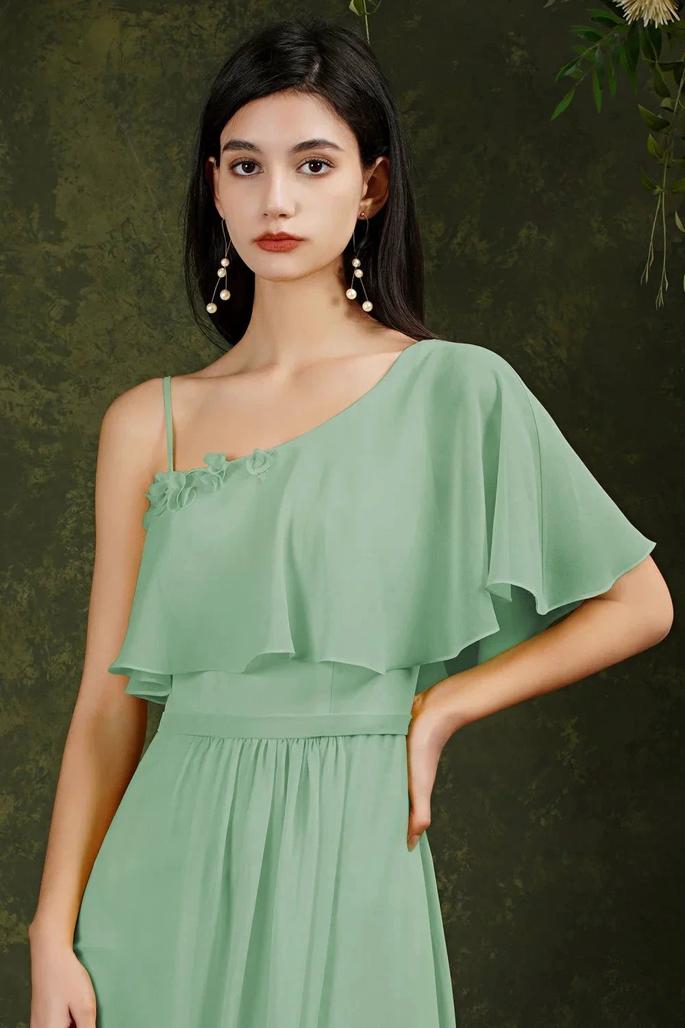 Stylish Split Front One-shoulder Tulle Aline Prom dress
