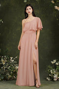 Stylish Split Front One-shoulder Tulle Aline Prom dress