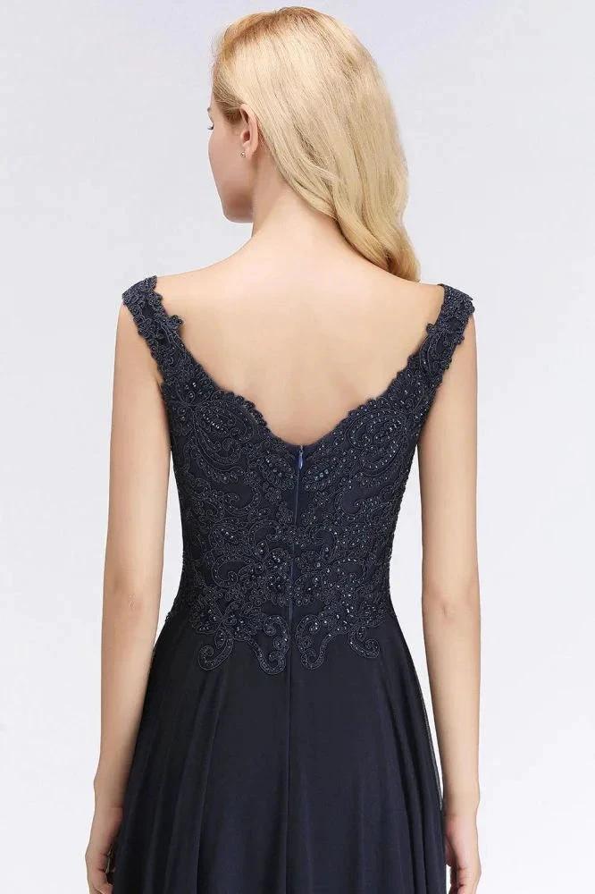 Stylish Straps Aline Beading Evening Maxi Dress Sleeveless V-Neck Wedding Guest Dress