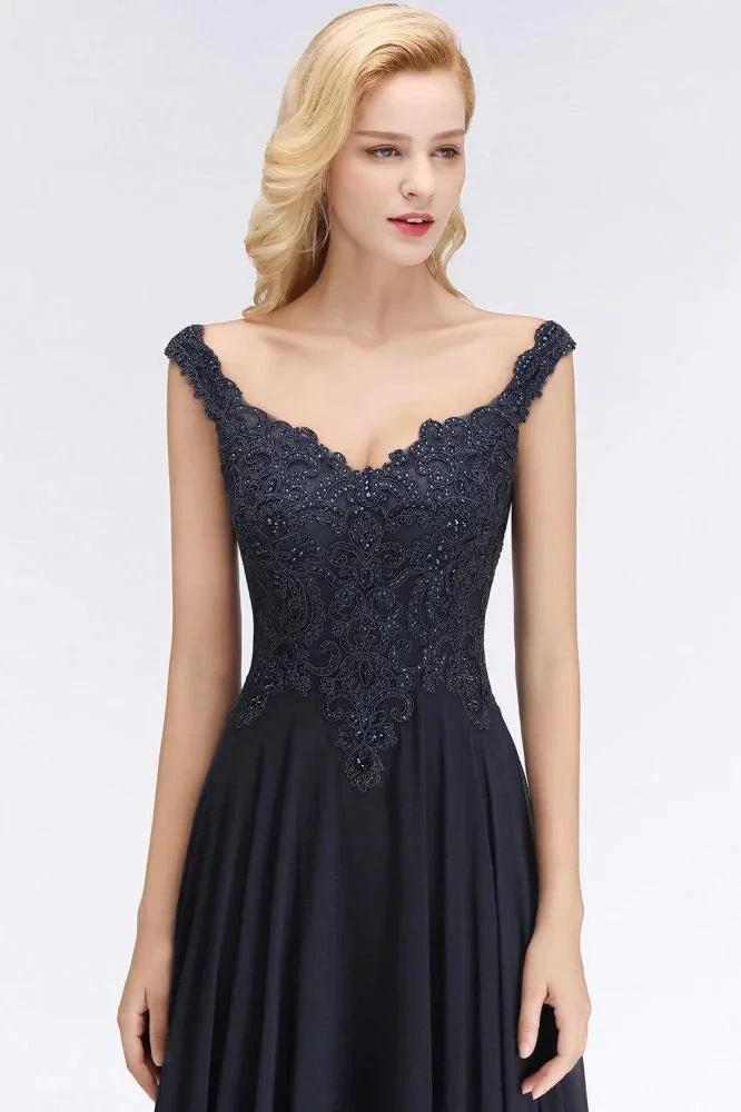 Stylish Straps Aline Beading Evening Maxi Dress Sleeveless V-Neck Wedding Guest Dress