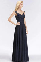 Stylish Straps Aline Beading Evening Maxi Dress Sleeveless V-Neck Wedding Guest Dress