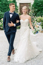 Sweetheart Mermaid Sleeveless Tulle Appliques Wedding Dress With Lace