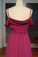 Sweetheart Spaghetti A-line Floor Length Ruffled Chiffon Prom Dresses with Bow Sash