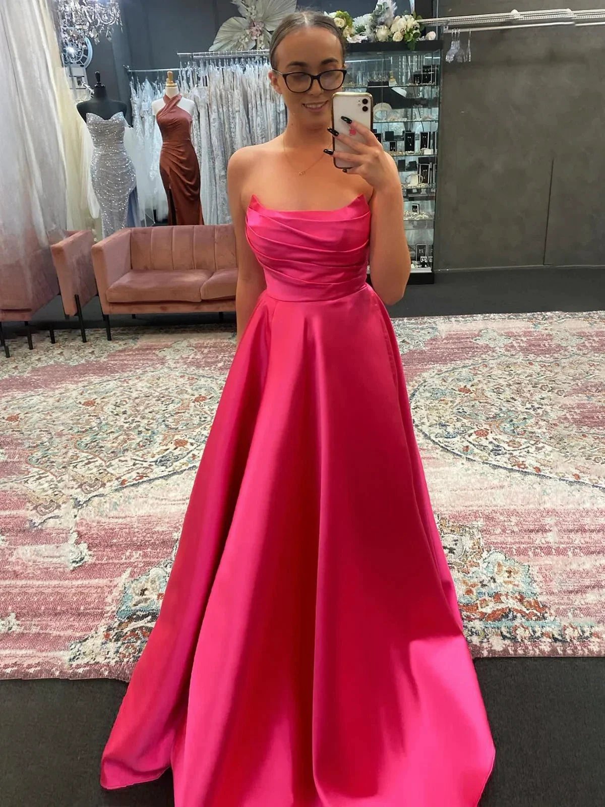 Tanzie | Strapless Sage Green Satin A-line Long Prom Dress