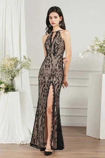 Unique V-Neck Sleeveless Mermaid Front-Split Tulle Prom Dresses with Appliques