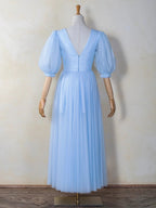 V-neck Maxi Length Tulle Prom Dress