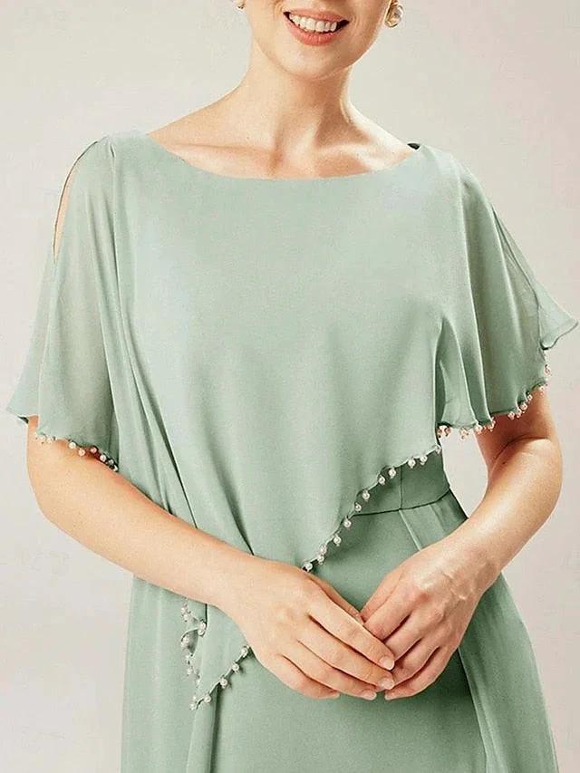 Sheath/Column Scoop Short Sleeves Mother of the Bride Dresses with Tassel