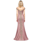 Vintage Column Off-The-Shoulder Sleeveless Satin Prom Dress