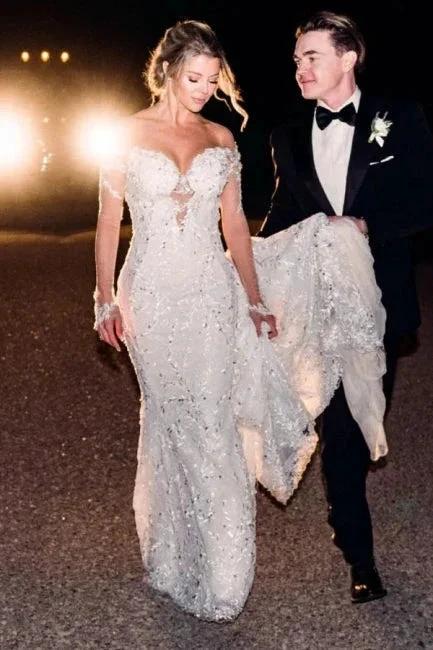 Vintage Lace Mermaid Wedding Dresses with Long Sleeves
