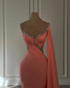 Vintage Mermaid Chiffon Scoop Cap Sleeve Prom Dresses With Rhinestone