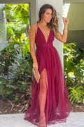 V Neck Sexy Backless Spaghetti Strap Slutty Prom Dresses SYP169