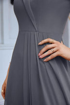 Women's thin strap off the shoulder bridesmaid mopping the floor evening dress 28093