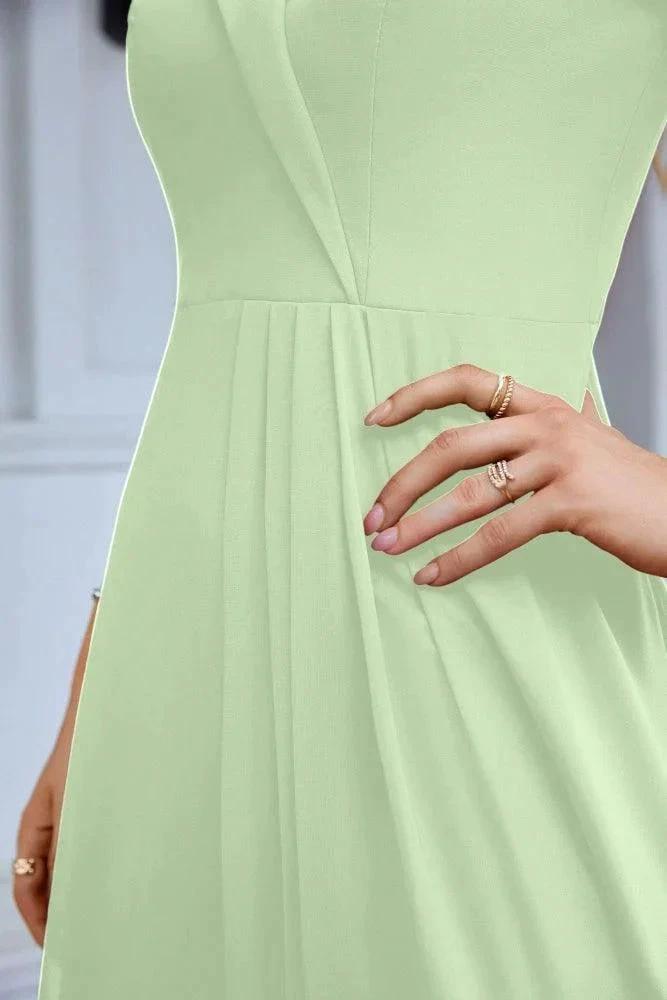 Women's thin strap off the shoulder bridesmaid mopping the floor evening dress 28093