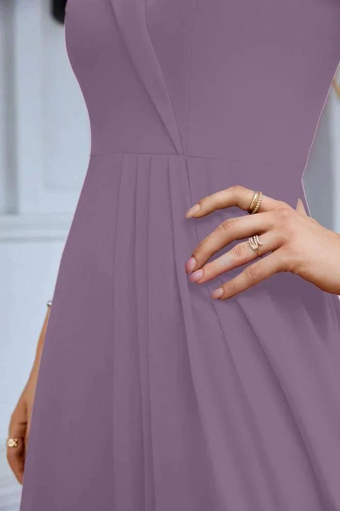 Women's thin strap off the shoulder bridesmaid mopping the floor evening dress 28093
