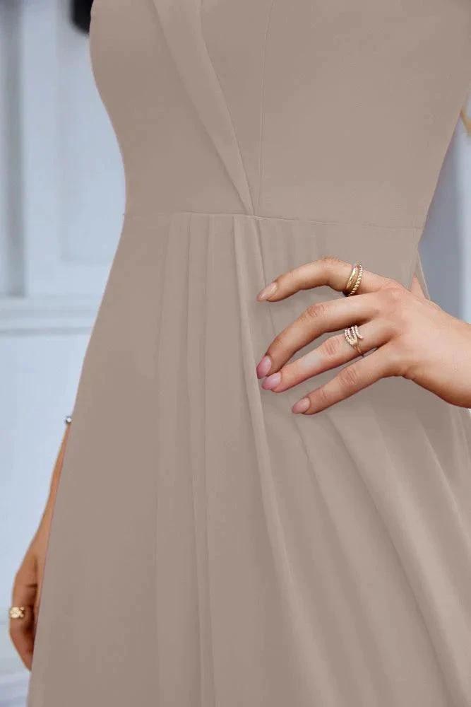 Women's thin strap off the shoulder bridesmaid mopping the floor evening dress 28093