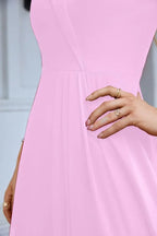 Women's thin strap off the shoulder bridesmaid mopping the floor evening dress 28093