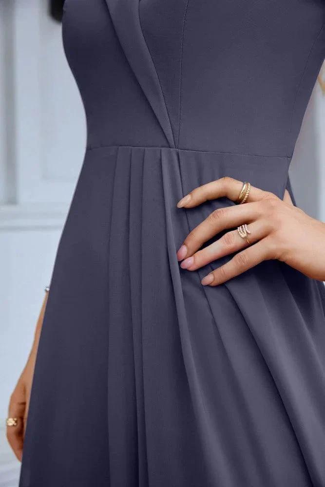 Women's thin strap off the shoulder bridesmaid mopping the floor evening dress 28093