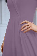 Women's thin strap off the shoulder bridesmaid mopping the floor evening dress 28093