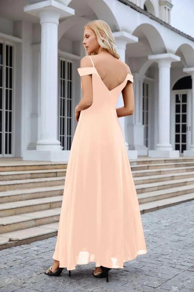 Women's thin strap off the shoulder bridesmaid mopping the floor evening dress 28093