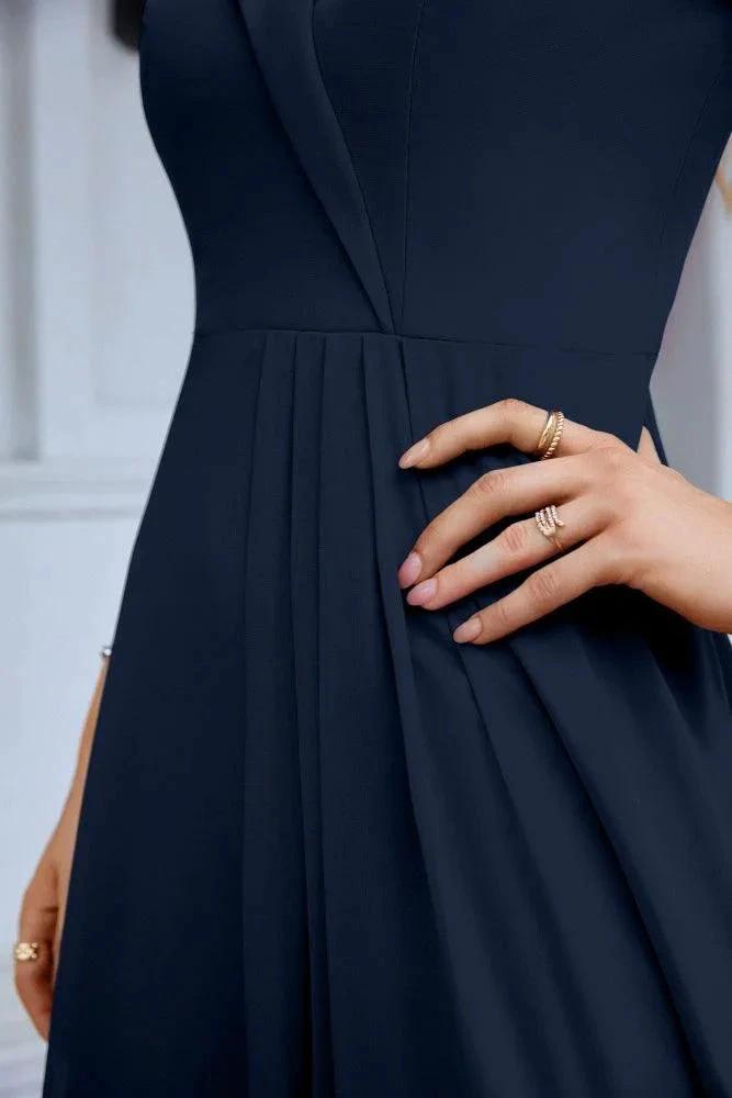 Women's thin strap off the shoulder bridesmaid mopping the floor evening dress 28093