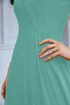 Women's thin strap off the shoulder bridesmaid mopping the floor evening dress 28093