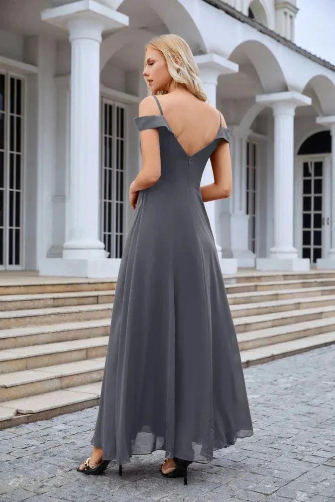 Women's thin strap off the shoulder bridesmaid mopping the floor evening dress 28093