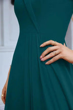 Women's thin strap off the shoulder bridesmaid mopping the floor evening dress 28093