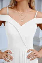 Women's thin strap off the shoulder bridesmaid mopping the floor evening dress 28093