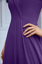 Women's thin strap off the shoulder bridesmaid mopping the floor evening dress 28093